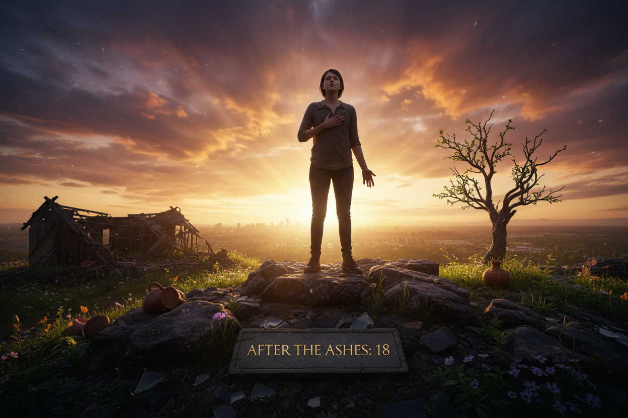 Man standing alone at sunset reflecting after losing everything at 18